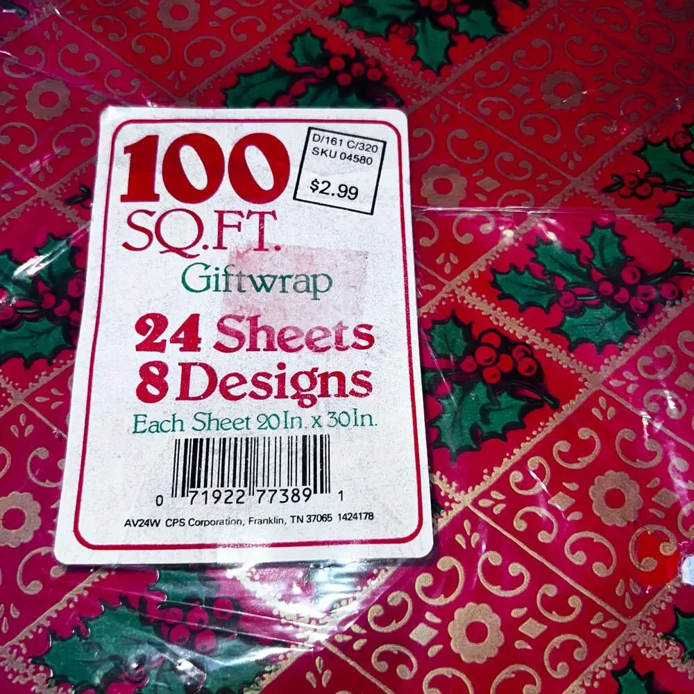 Vintage 90s Holiday Christmas gift wrapping paper red green country geese
